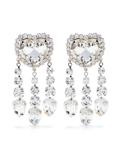 Alessandra Rich Crystal-embellished Clip-on Earrings In Crystal,silver