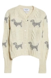 THOM BROWNE HECTOR INSTARSIA DOG CABLE STITCH WOOL & MOHAIR CARDIGAN