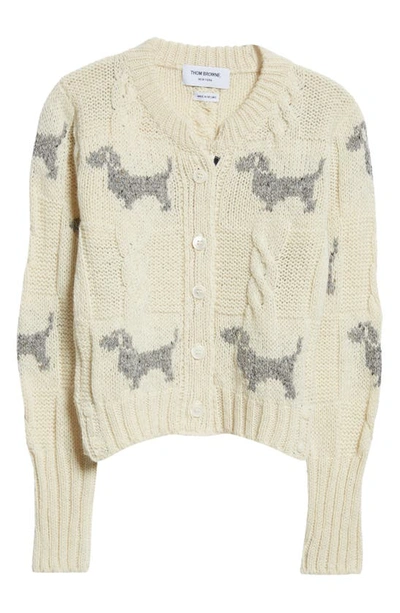 Thom Browne Hector Cable-knit Cardigan In White