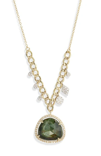 Meira T Women's Two-tone 14k Gold, Opal & 0.24 Tcw Diamond Pendant Necklace