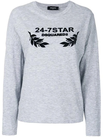 Dsquared2 Flock Printed Cotton Jersey T-shirt In Grey