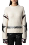 ZADIG & VOLTAIRE KANSON SEQUIN STARS CREWNECK CASHMERE SWEATER