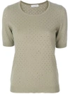 LE TRICOT PERUGIA LE TRICOT PERUGIA PUNCH HOLE KNIT TOP - GREEN,4694712169066