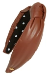 Lele Sadoughi Faux Leather Knotted Headband In Walnut