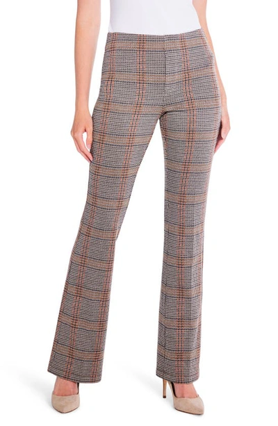 Nic + Zoe Nic+zoe Sketched Plaid Bootcut Trousers In Beige