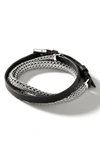 JOHN HARDY ICON LEATHER & STERLING SILVER WRAP BRACELET