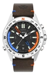 Timex North Tracker Tide Expedition Watch Bousson And Thermometer 43 Mm Ecological Leather Bracelet In Brown