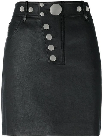 Alexander Wang High Waisted Leather Mini Skirt In Black
