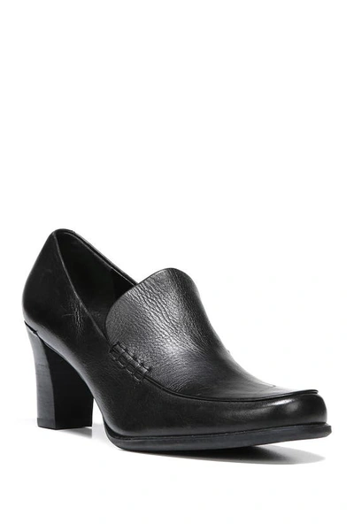 Franco Sarto Nolan Block Heel Loafer In Black Calf