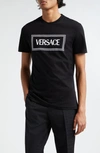 VERSACE EMBROIDERED LOGO COTTON JERSEY T-SHIRT