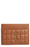 Saint Laurent Cassandre Matelassé Card Case In Fox