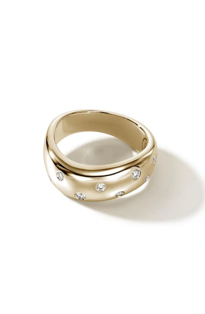 John Hardy 18kt Yellow Gold Surf Diamond Ring In Silver,gold