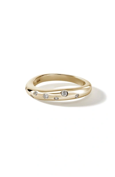 John Hardy Surf 5.5mm Diamond Band Ring In Silver,gold