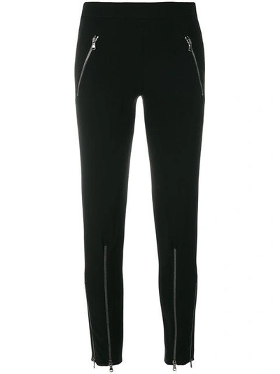 Moschino Jersey Cropped Zip Trousers In Black