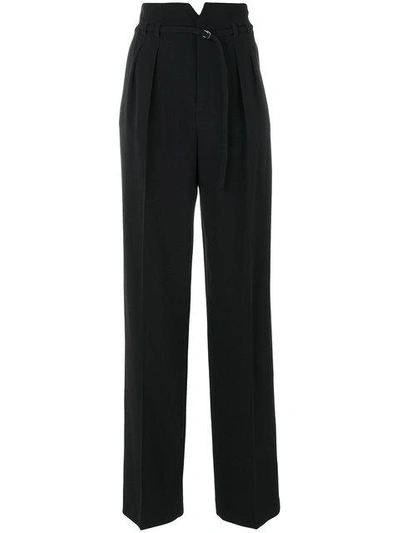 Red Valentino High-rise Inverted-pleat Trousers W/ Belt In Black