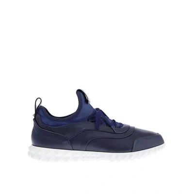 Valentino Garavani Leather Sneakers In Blue