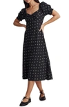 Shop Madewell Sweetheart Puff Sleeve Midi Dress In Antique Cream