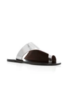 Atp Atelier 'rosa' Vegetable Tanned Metallic Leather Slide Sandals In Silver
