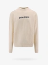 Palm Angels "classic Logo" Merino Wool And Cashmere Sweater In Beige