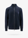 Giorgio Armani Ribbed Zip-up Wool Sweater In Blue