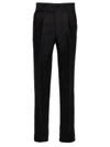 Bally Trousers Textured Fabric Pleated Front In Black