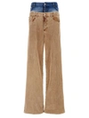 Dsquared2 Corduroy Dual Waistband Wide-leg Trousers In Beige