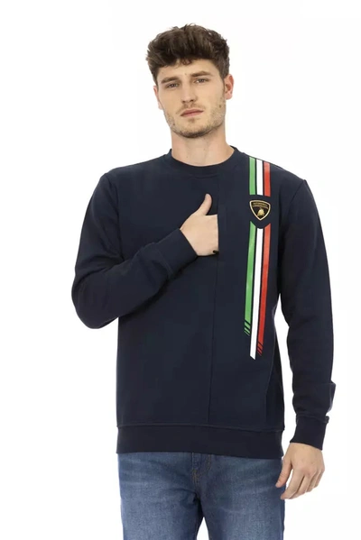 Automobili Lamborghini Blue Cotton Sweater In Black