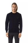 UOMINITALIANI UOMINITALIANI ELEGANT EMBROIDERED CREW NECK WOOL MEN'S SWEATER