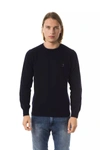 UOMINITALIANI UOMINITALIANI EXQUISITE EMBROIDERED CREW NECK WOOL MEN'S SWEATER