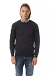 UOMINITALIANI UOMINITALIANI EMBROIDERED CREW NECK MERINO WOOL MEN'S SWEATER