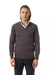 UOMINITALIANI UOMINITALIANI EXQUISITE V-NECK EMBROIDERED MERINO MEN'S SWEATER