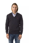 UOMINITALIANI UOMINITALIANI GRAY MERINO WOOL MEN'S SWEATER