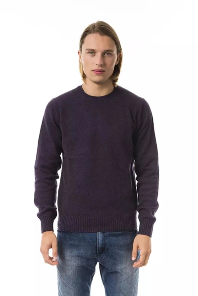 Uominitaliani Exquisite Embroidered Wool-cashmere Men's Sweater In Purple