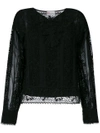RED VALENTINO RED VALENTINO LACE STYLE SHEER BLOUSE - BLACK,NR3AB01X33D12168601