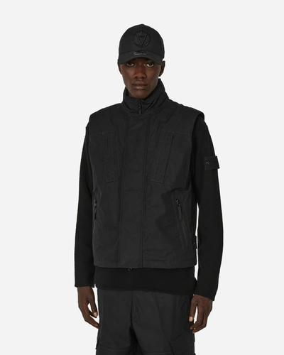 Stone Island Black Ghost Down Vest In Blue