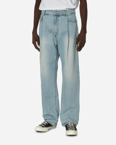 Unaffected One Tuck Wide Denim Trousers Light In Blue