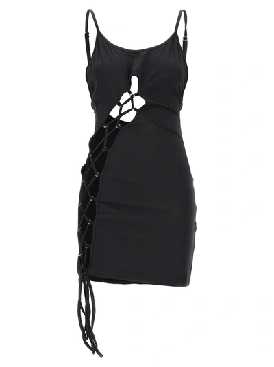 Heron Preston Lace-up Stretch Mini Dress In Black