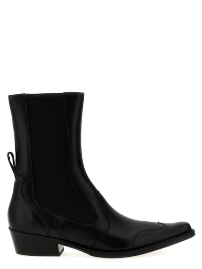 By Far Otis Leather Ankle Boots In Black
