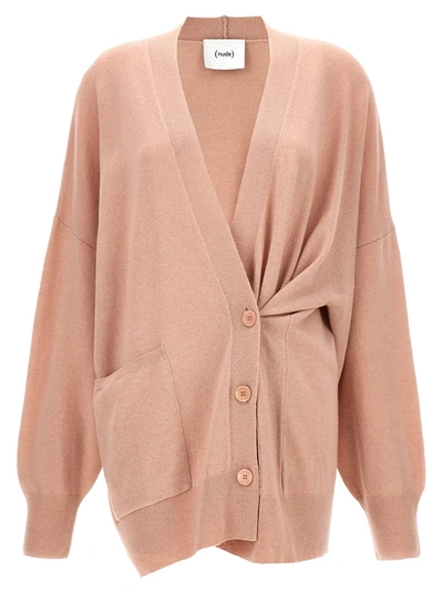 NUDE OVERSIZE CARDIGAN SWEATER, CARDIGANS PINK