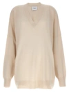 Nude Knit Sweater V Neckline Dropped Shoulders