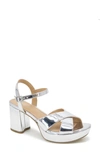 Reaction Kenneth Cole Reeva Block Heel Platform Sandal In Silver Specchio