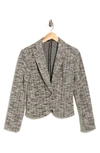 Amanda & Chelsea Bouclé Knit One Button Blazer In Black Multi