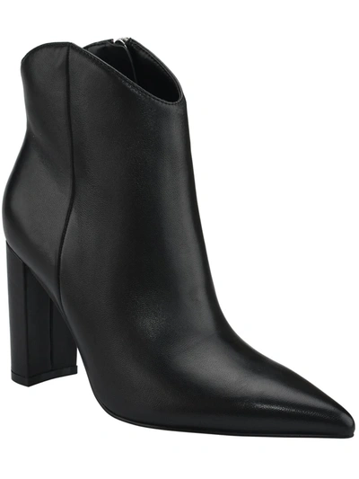Marc Fisher Lezari2 Womens Leather Pointed Toe Ankle Boots In Black