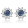 Pompeii3 1 3/4ct Blue Sapphire & Diamond Halo Studs Earrings 14k White Gold In Multi