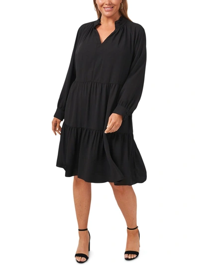 Msk Women Plus Womens Tiered Knee Midi Dress In Black