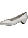 Easy Street Halo Womens Faux Leather Metallic Dress Heels In Silver