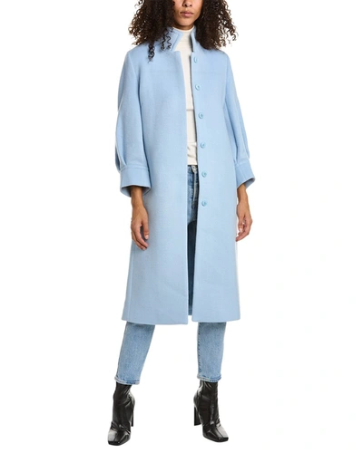 Ted Baker Womens Lt-blue Sairse Pleated-sleeve Wool-blend Coat