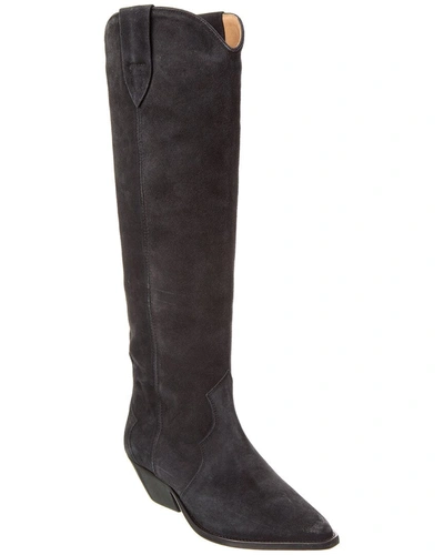 Isabel Marant Dahope Suede Cowboy Boot In Black