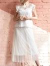 EVA FRANCO LILA PEARL TULLE SKIRT IN IVORY