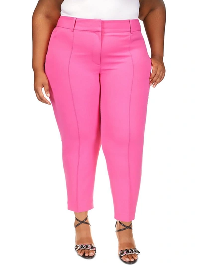 Michael Michael Kors Plus Womens Pleated Office Cropped Pants In Pink